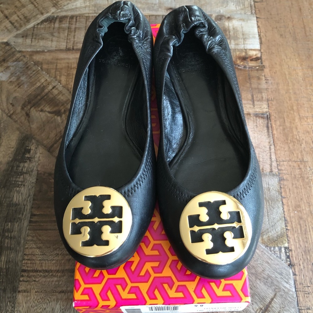 Tory Burch Black/Gold Flats